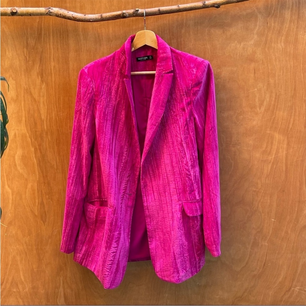 Nasty Gal Pink Velvet Blazer